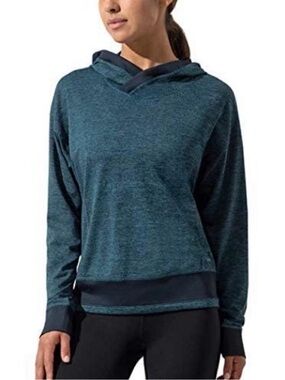 Mondetta Performance + Luxury Dark Teal Hooded Pullover Athletic Top Medium